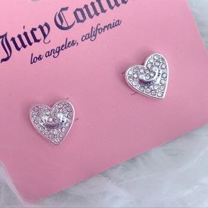Juicy Couture crystal heart earrings in silver